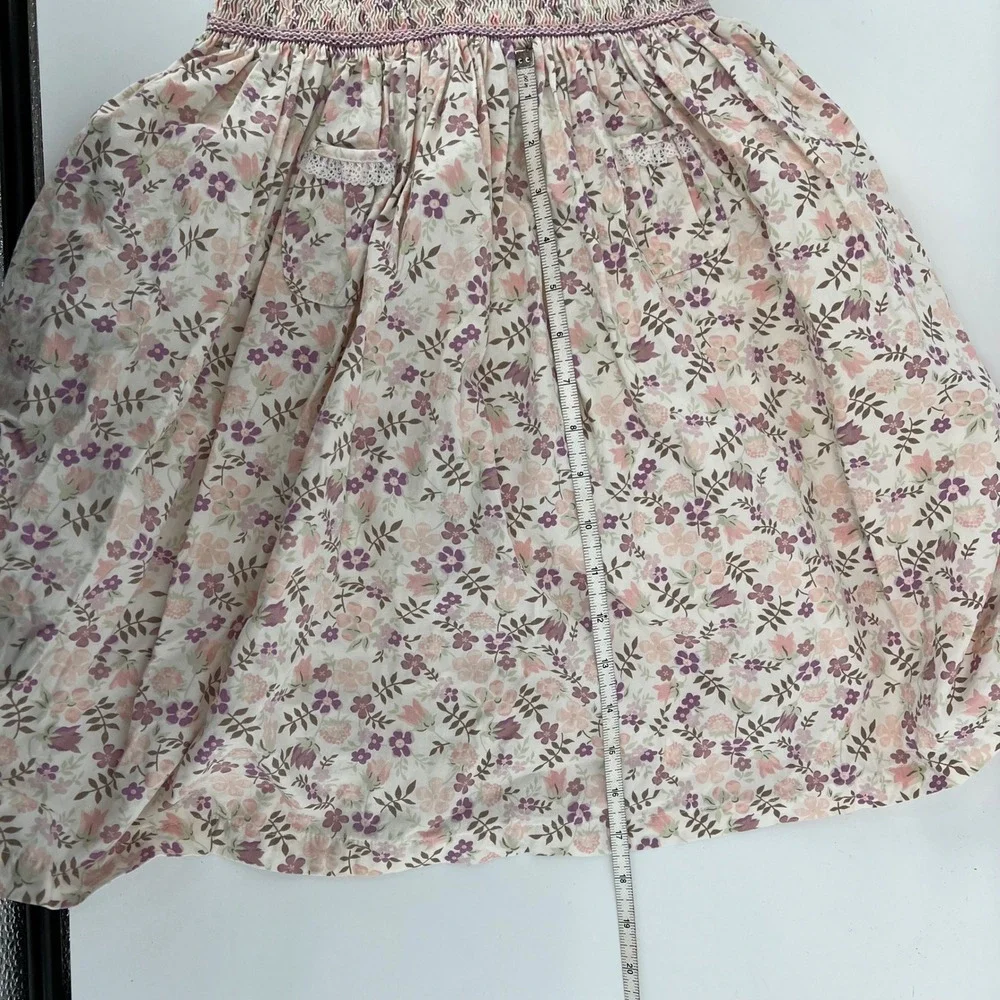 Marks Spencer Kids Girls Floral Smocked Dress Pockets Belt 4-5 Years Embroidered - Picture 9 of 9